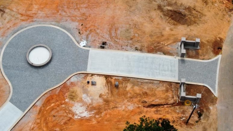 Aerial view of paved entrance — image from AAA Land Management’s existing portfolio